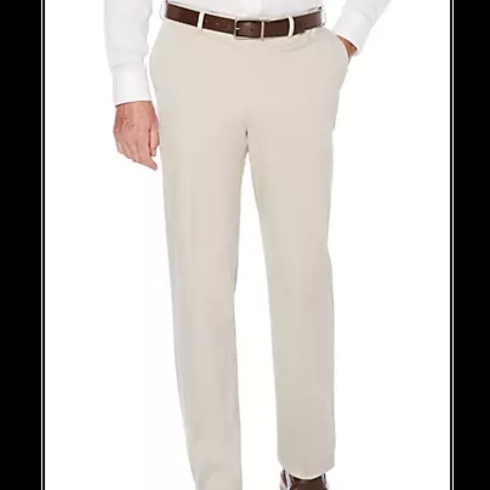 NWT Savane Ultimate Performance Flat Front Chino Pants 40W 32L Alabaster
